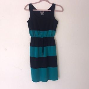 Teal and navy striped summer dress